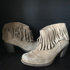 European Suede Fringe Booties